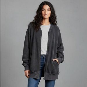 Free People FP One Lupo Bomber Waffle Knit Thermal Zipper Long Sleeve Jacket XL